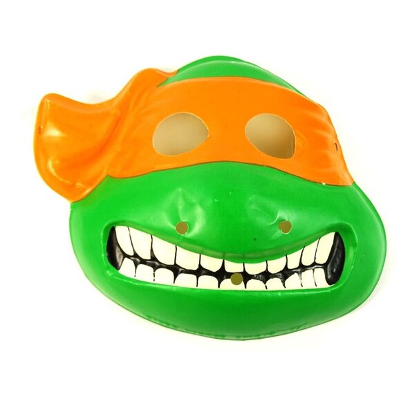 Vtg 1988 TMNT Teenage Mutant Ninja Turtles Halloween Costume Mask Michaelangelo - Picture 1 of 11